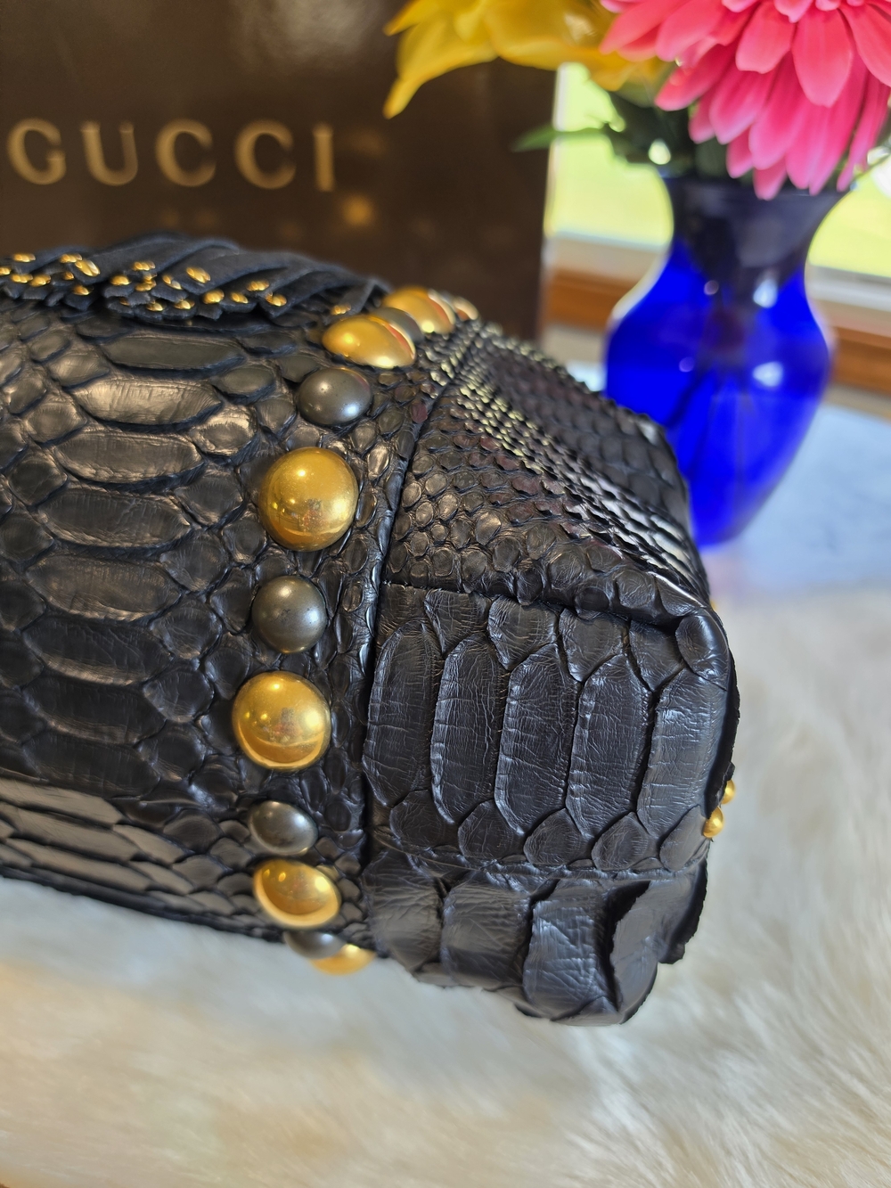 Gucci Babouska Python Studded Fringe XL Shoulder Bag - Picture 9 of 16